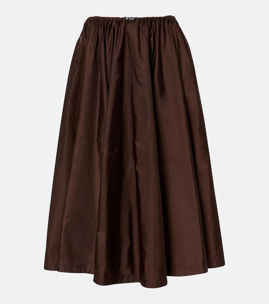 prada re-nylon gathered midi skirt
