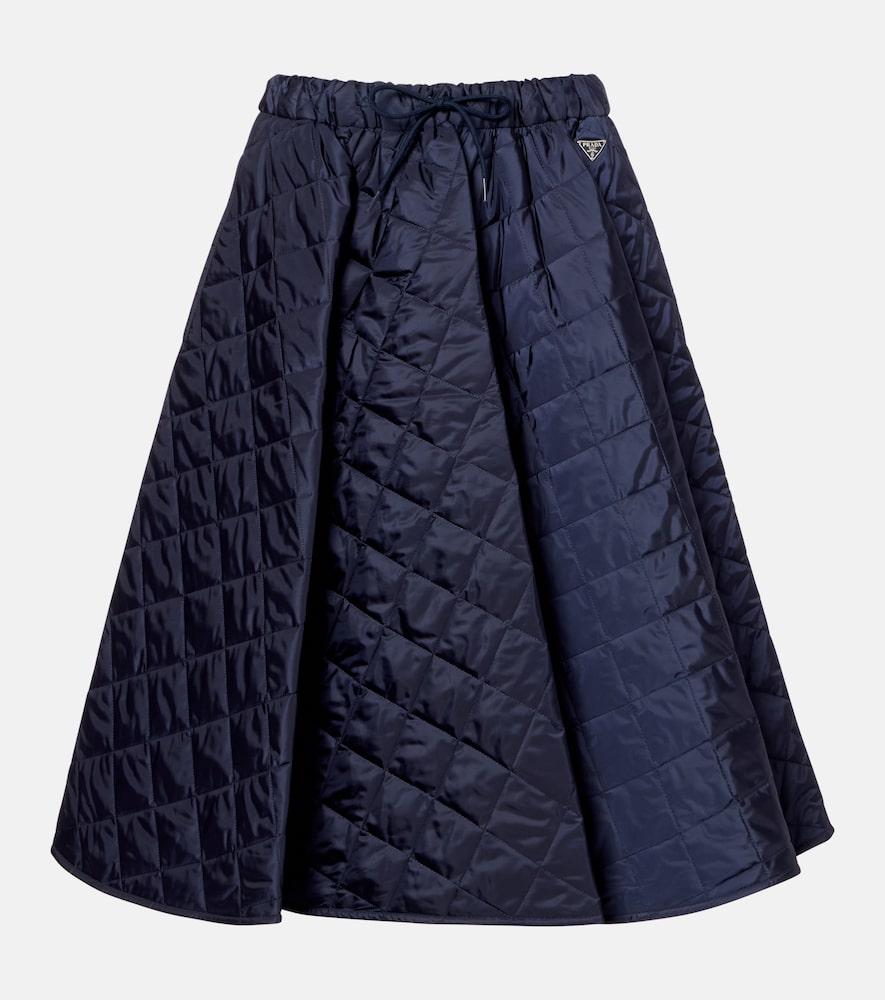 prada re-nylon quilted midi skirt