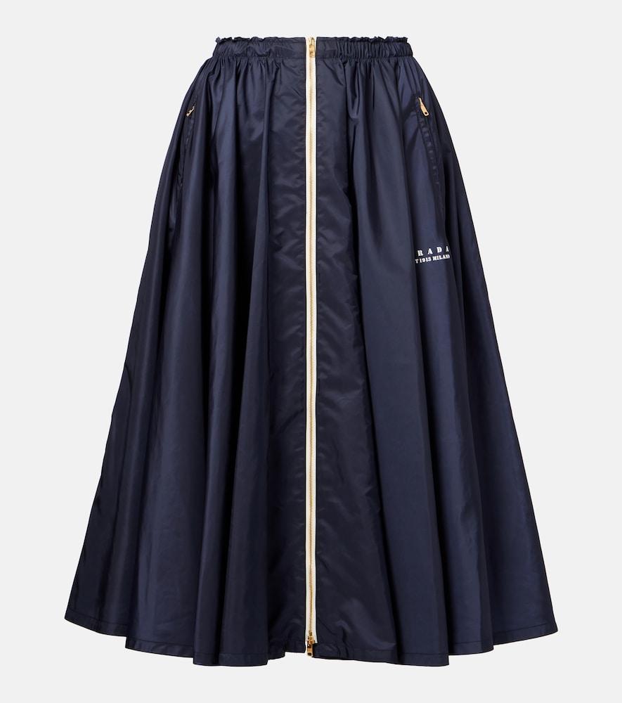 prada re-nylon zip-up midi skirt