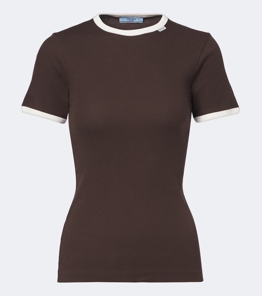 prada ribbed-knit cotton t-shirt