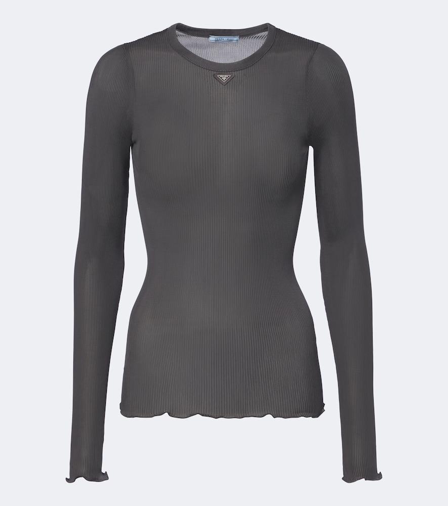 prada ribbed-knit silk top