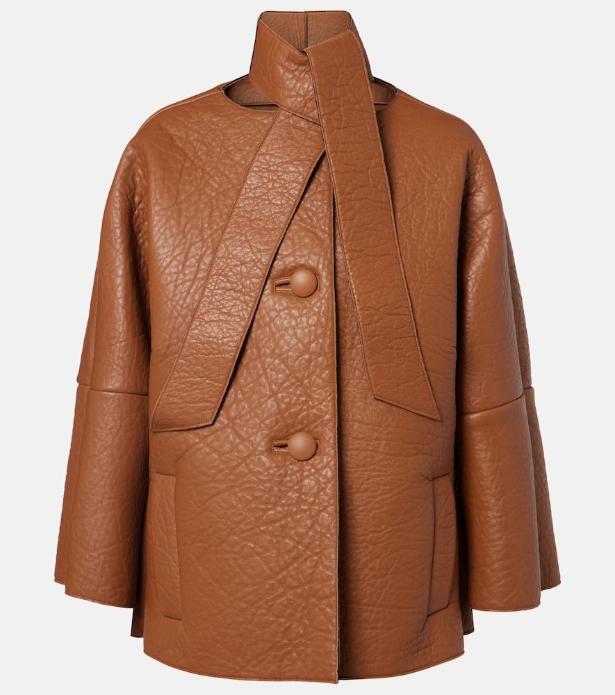 prada scarf-detail leather jacket