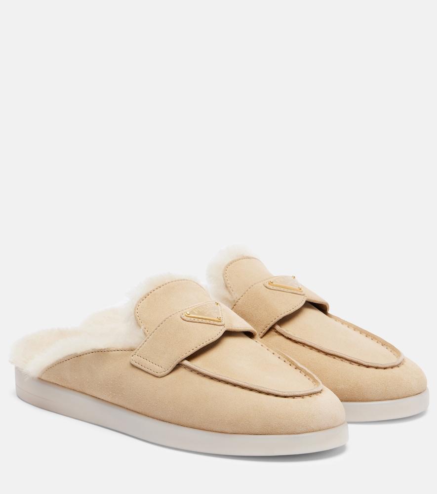prada shearling-lined suede mules