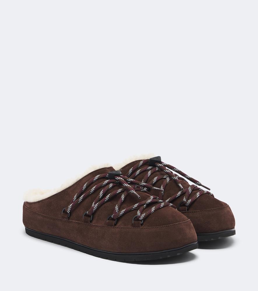 prada shearling-lined suede mules
