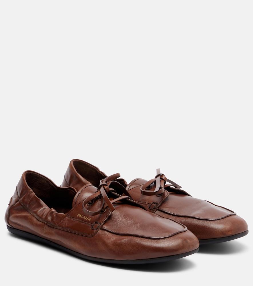 prada shuffle leather boat shoes