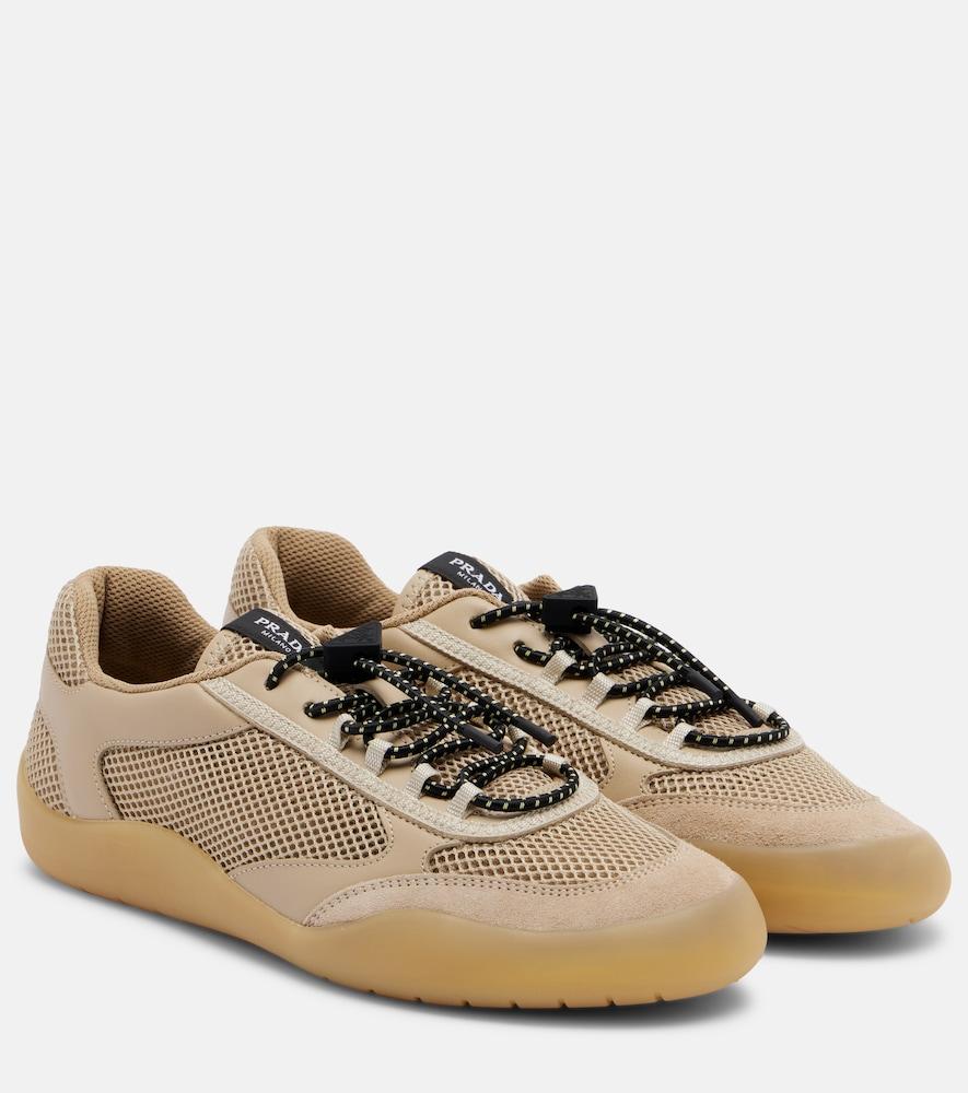prada speedrock leather-trimmed sneakers