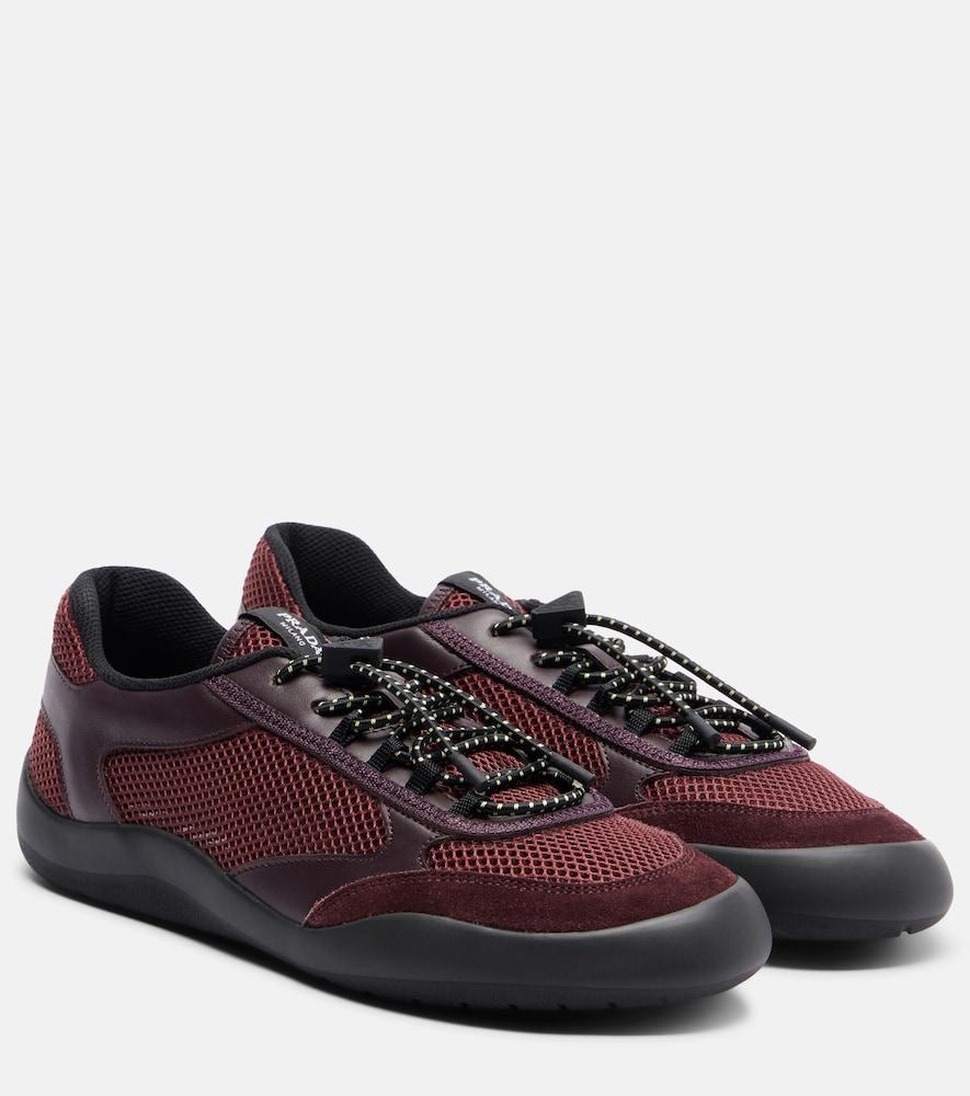 prada speedrock leather-trimmed sneakers