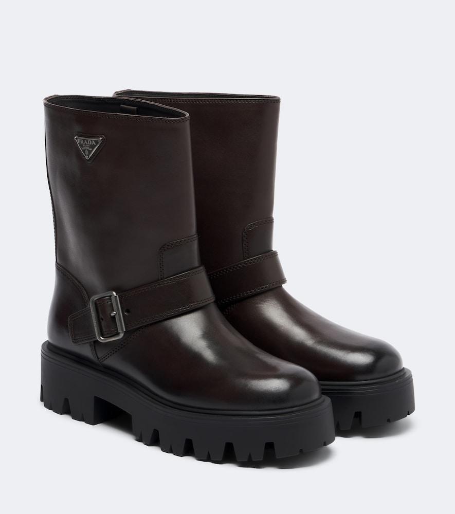 prada stride leather biker boots