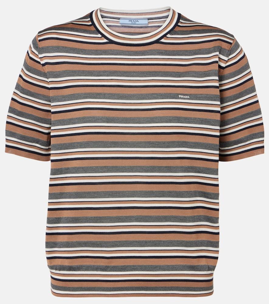 prada striped cotton and silk t-shirt