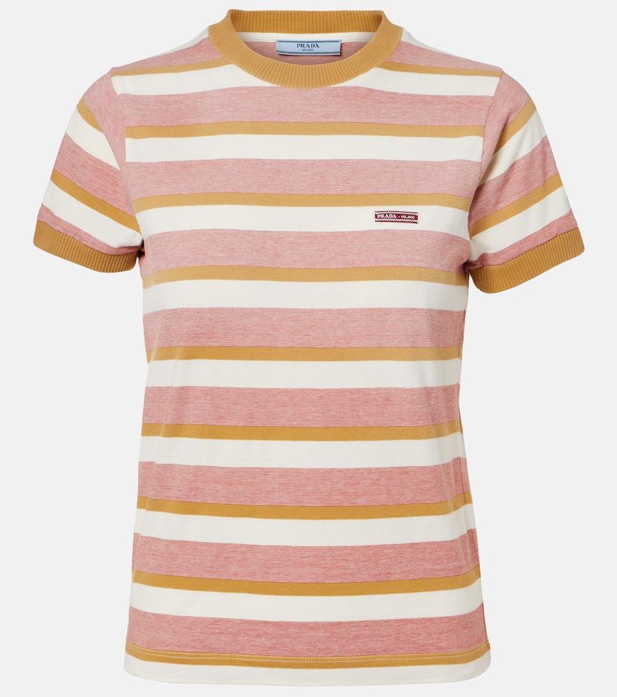 prada striped cotton jersey t-shirt