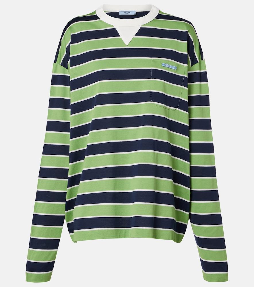 prada striped cotton jersey t-shirt