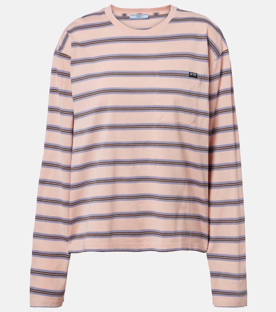 prada striped cotton jersey top