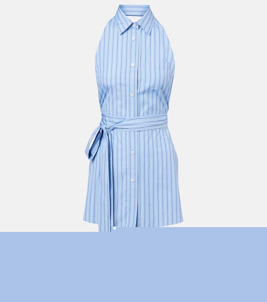 prada striped halterneck cotton minidress