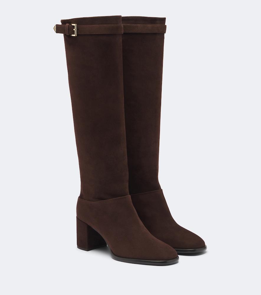 prada suede knee-high boots