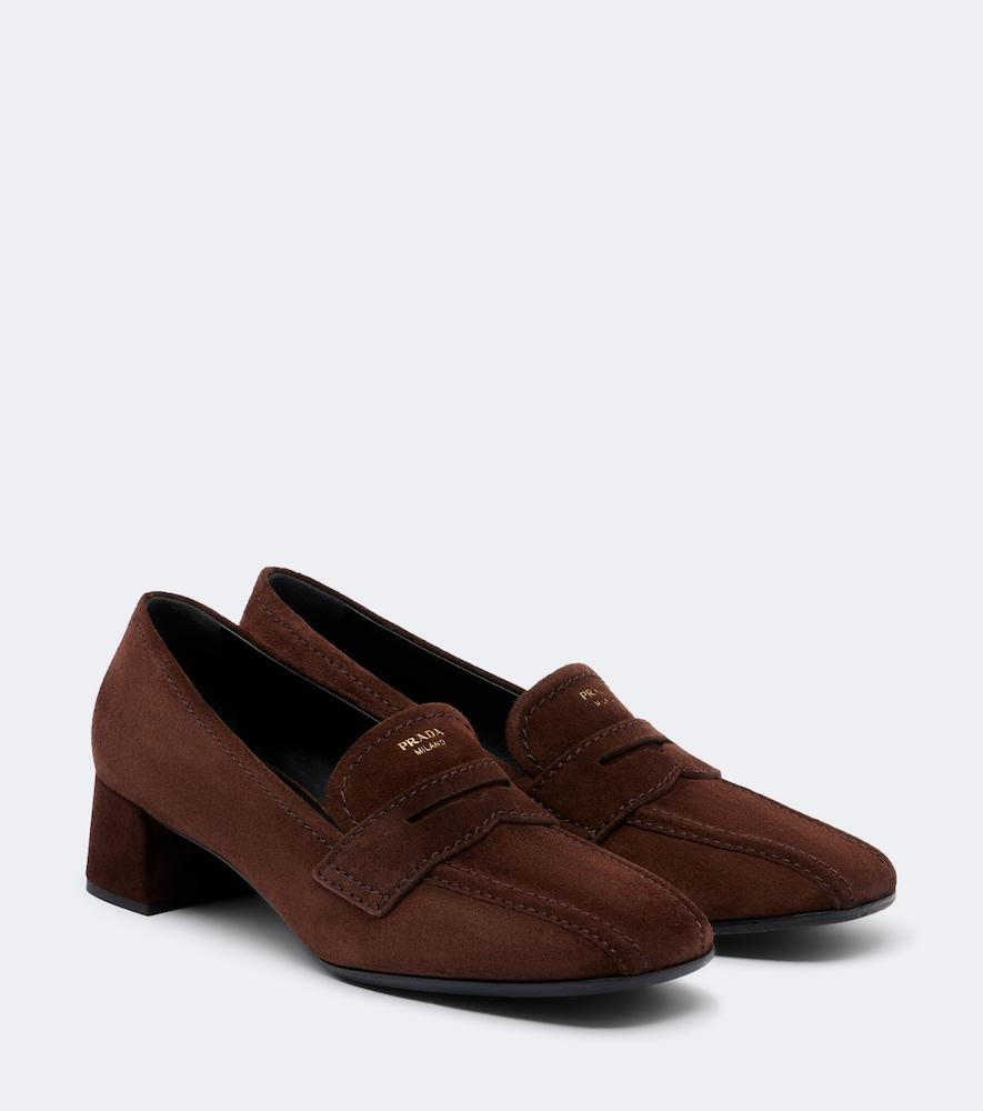 prada suede loafer pumps