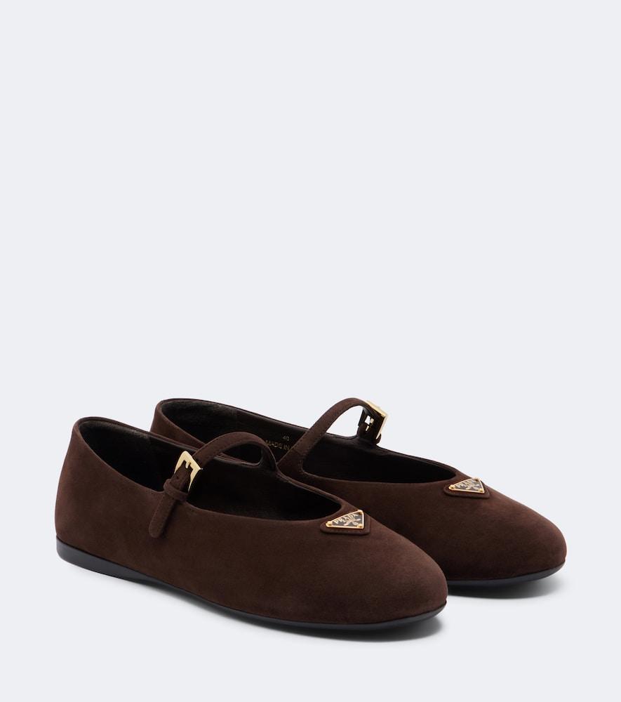 prada suede mary jane flats
