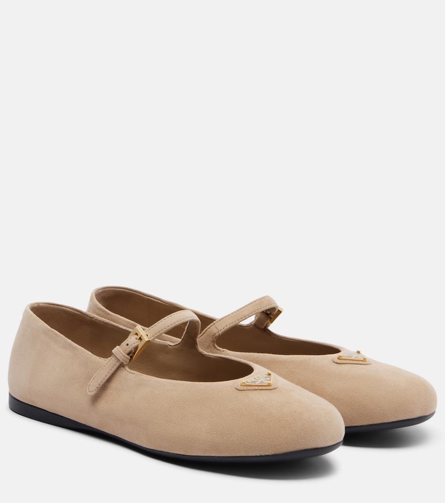 prada suede mary jane flats
