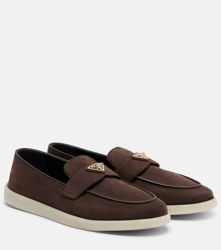 prada suede penny loafers