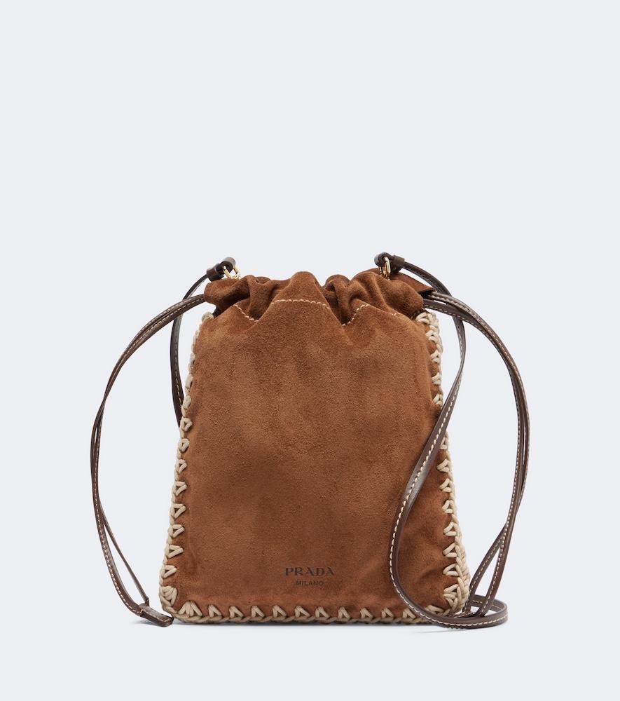 prada suede phone pouch
