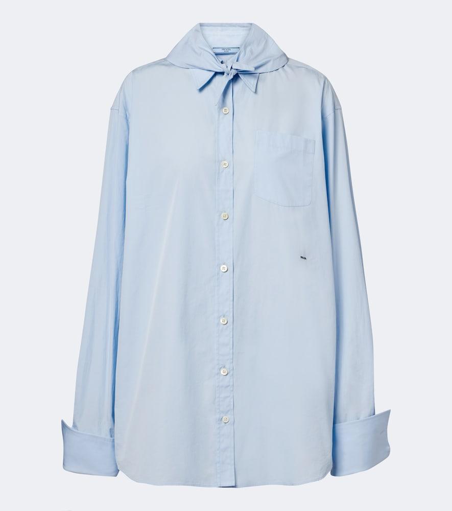 prada tie-neck cotton poplin shirt