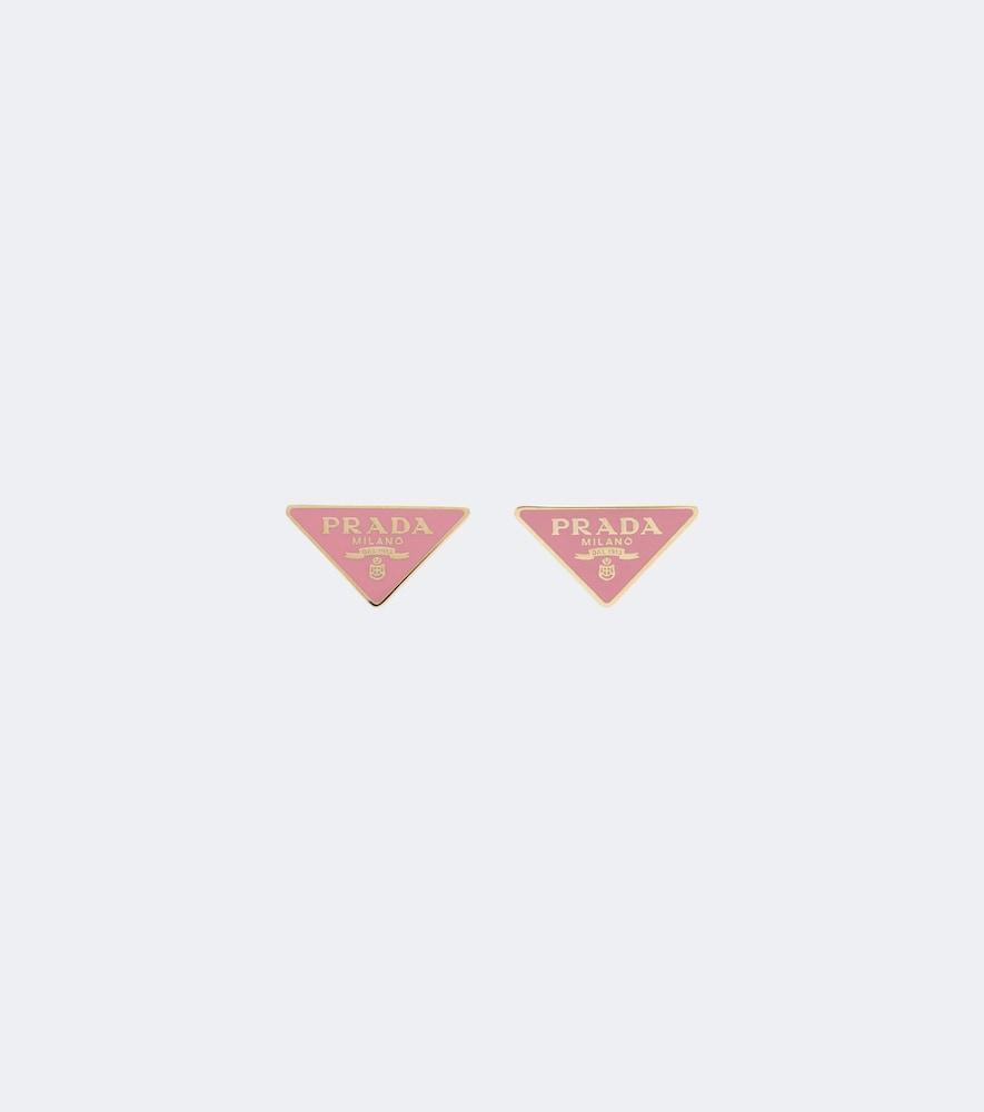 prada triangle enamel earrings