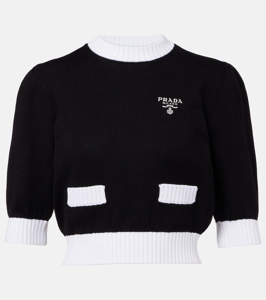 prada waffle-knit cropped cotton sweater