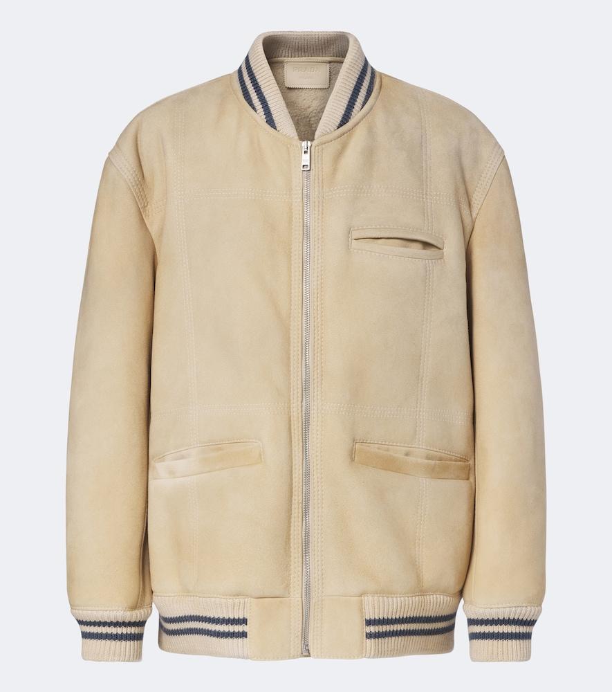 prada wool-trimmed shearling bomber jacket