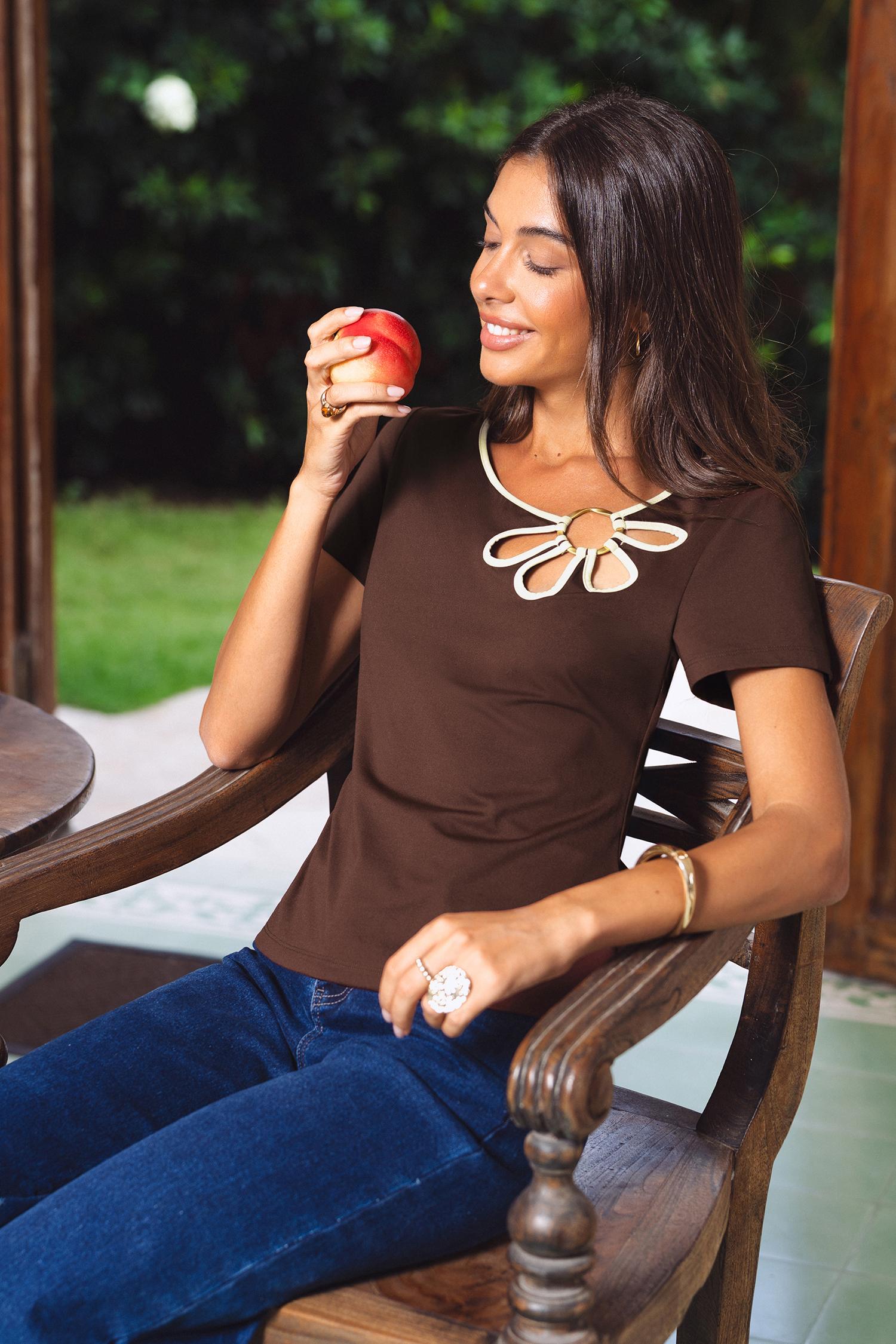 pressed petals brown top - l