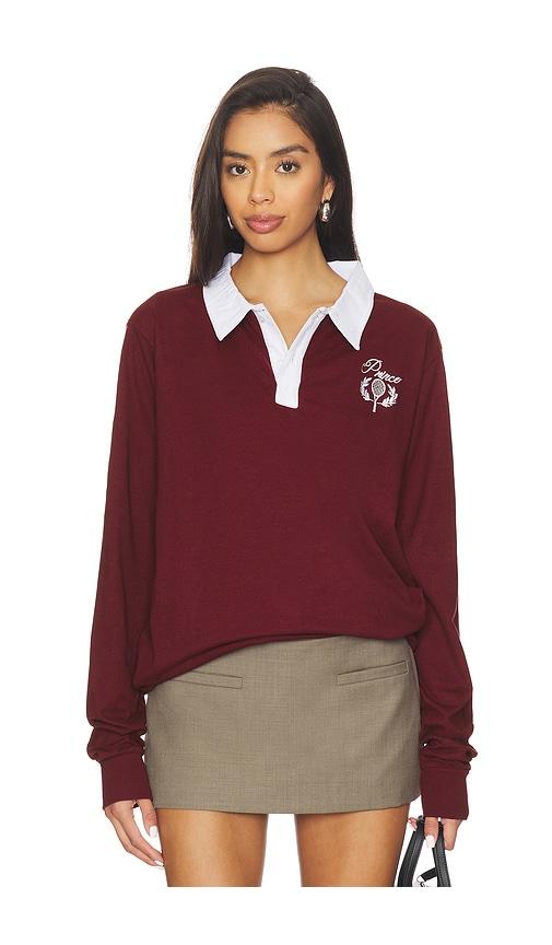 prince tennis button up rugby shirt in burgundy. - size m (also in s, xl/1x)