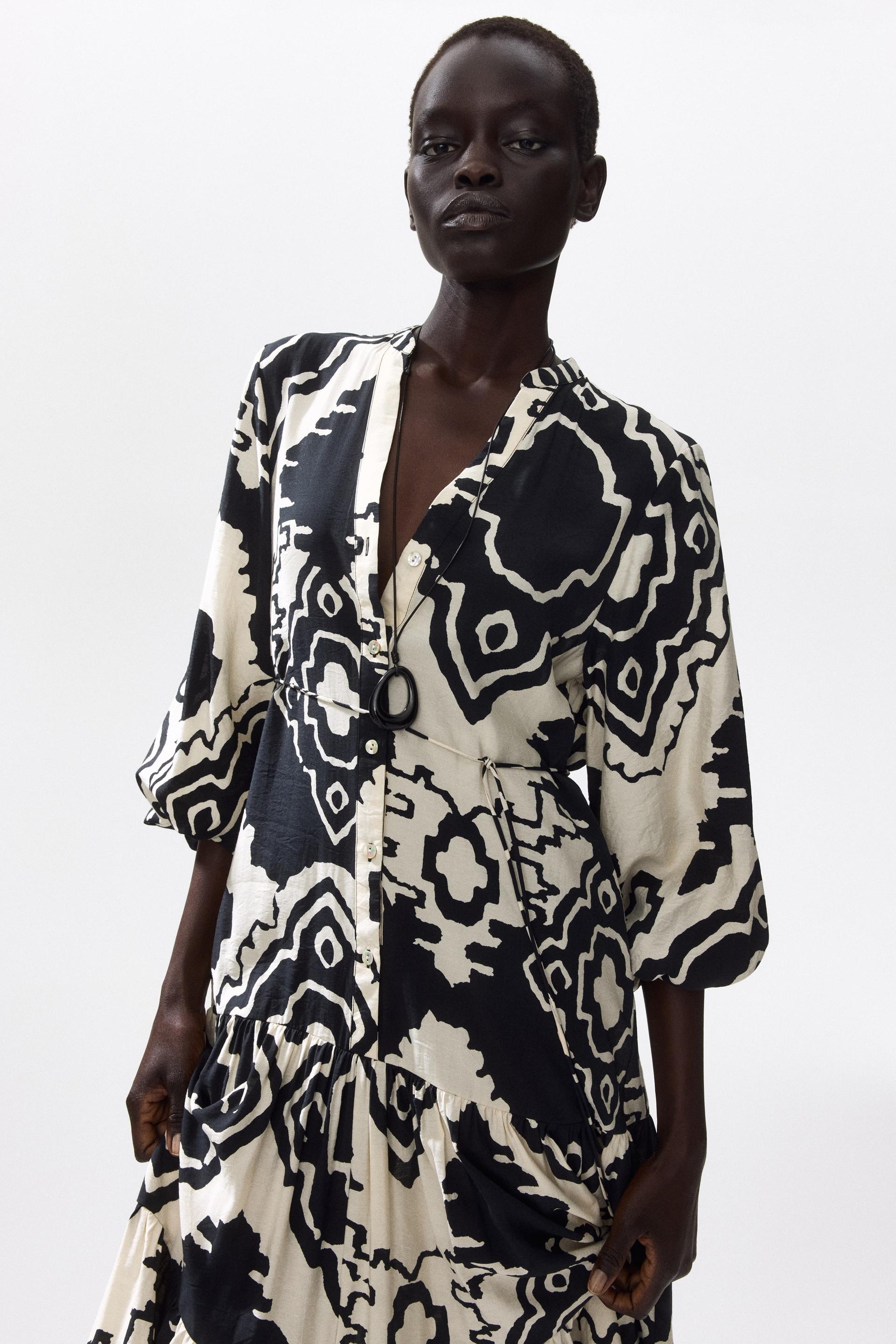 printed tiered dress