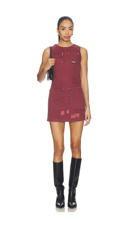 private policy distressed canvas dress in burgundy. - size m (also in xs, s)
