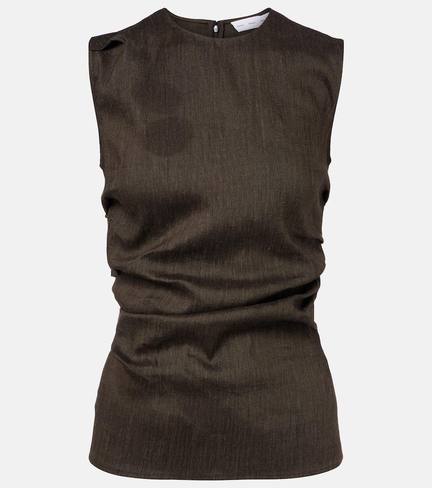 proenza schouler anoushka draped linen-blend slub top