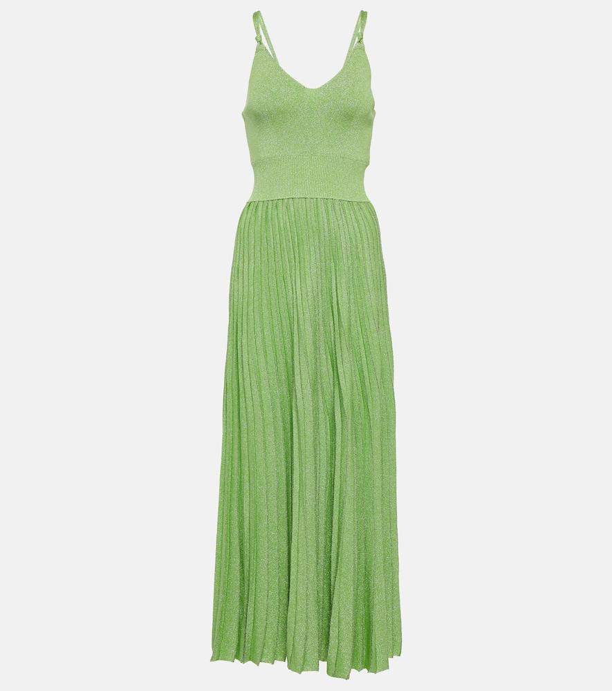 proenza schouler pleated metallic knit maxi dress