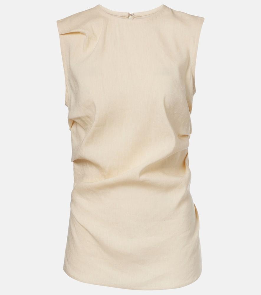 proenza schouler white label anoushka ruched linen-blend top