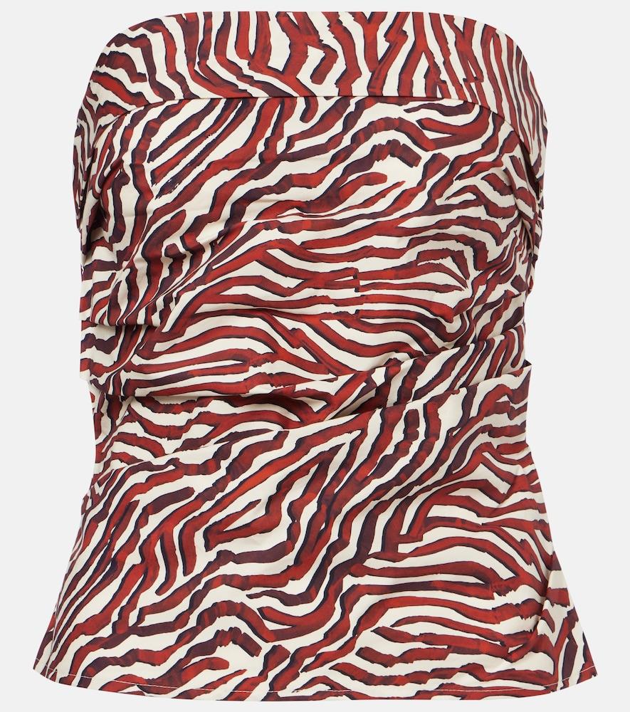 proenza schouler white label maisy printed cotton-blend tube top