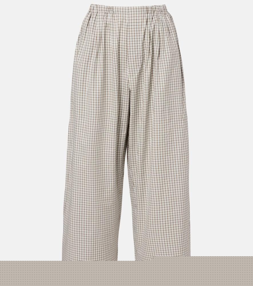 proenza schouler white label meadow checked cotton wide-leg pants