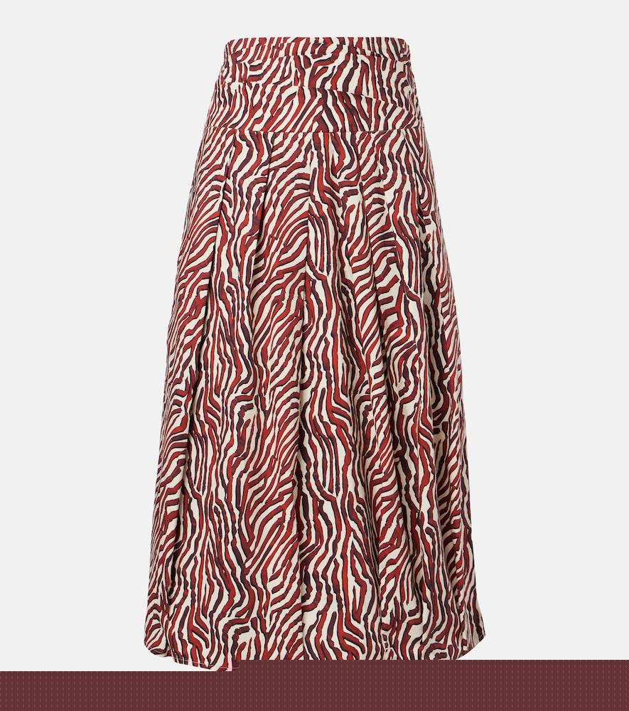 proenza schouler white label nessa printed cotton-blend midi skirt