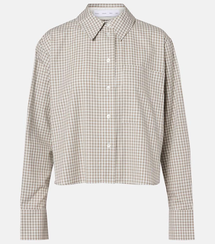 proenza schouler white label olive checked cotton shirt