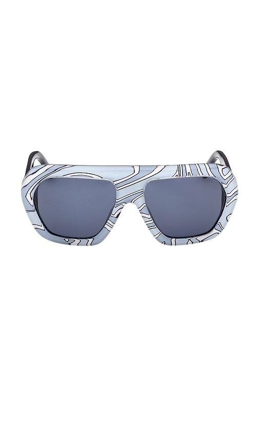 pucci geometric sunglasses in baby blue.