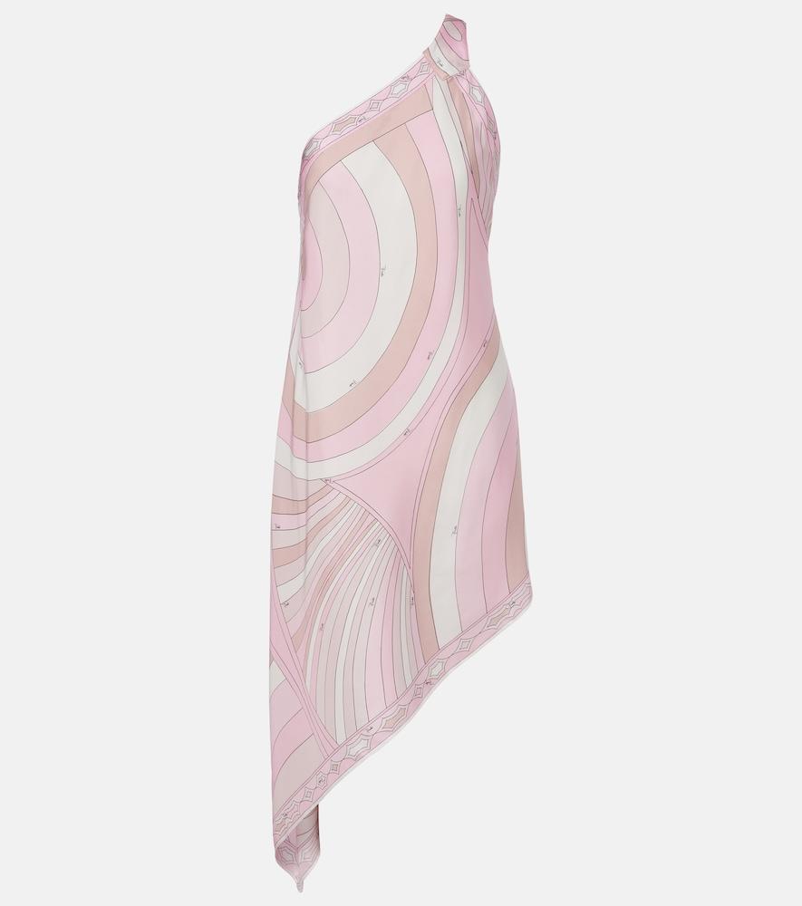 pucci iride asymmetric silk twill midi dress
