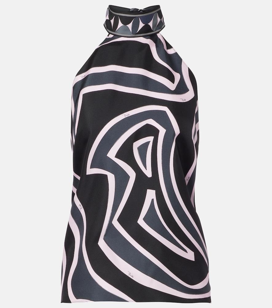 pucci iride halterneck silk twill top