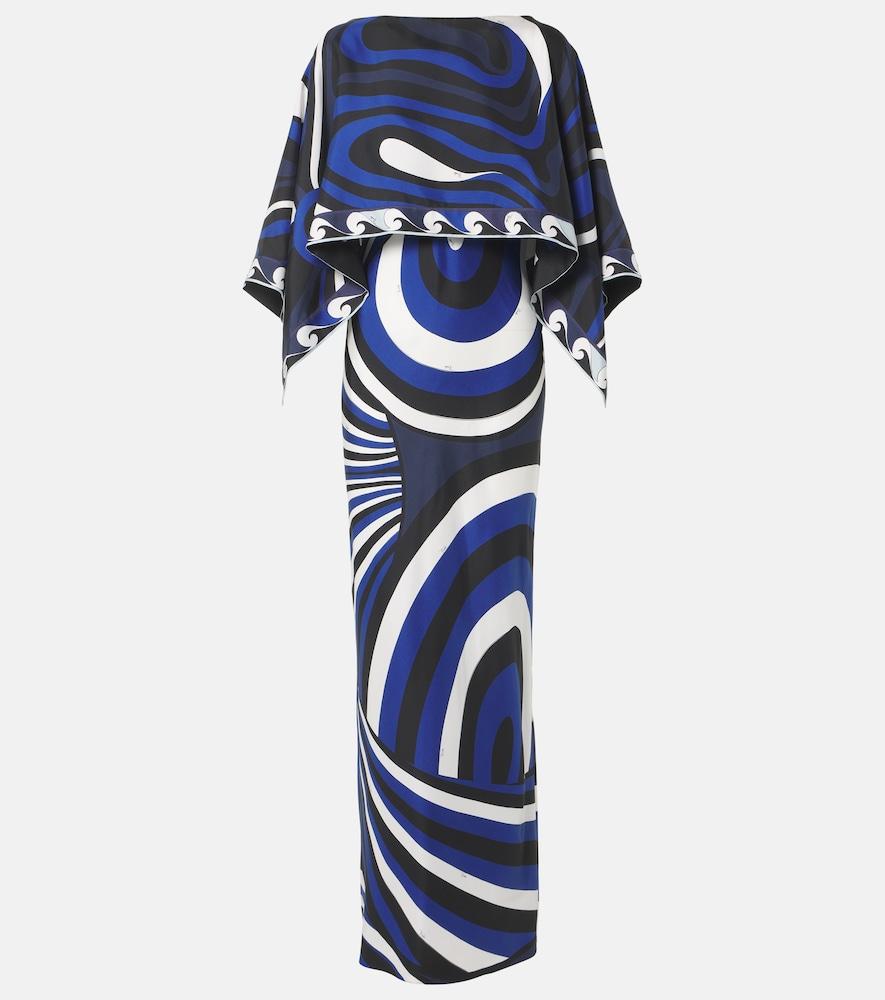 pucci iride silk slip dress and cape set