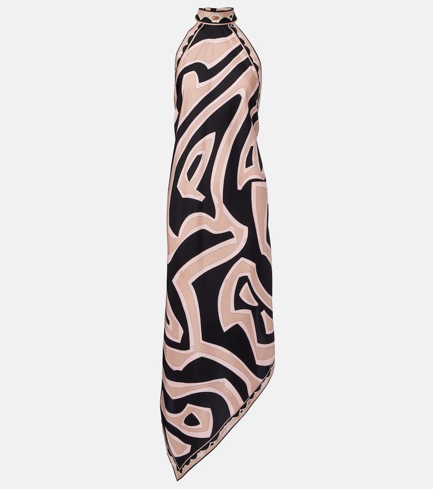 pucci labirinto halterneck silk twill midi dress