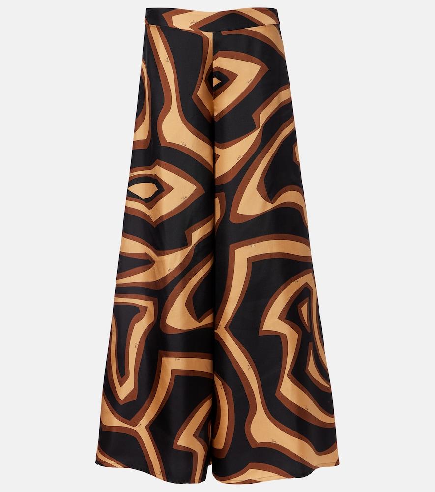 pucci labirinto silk satin wide-leg pants