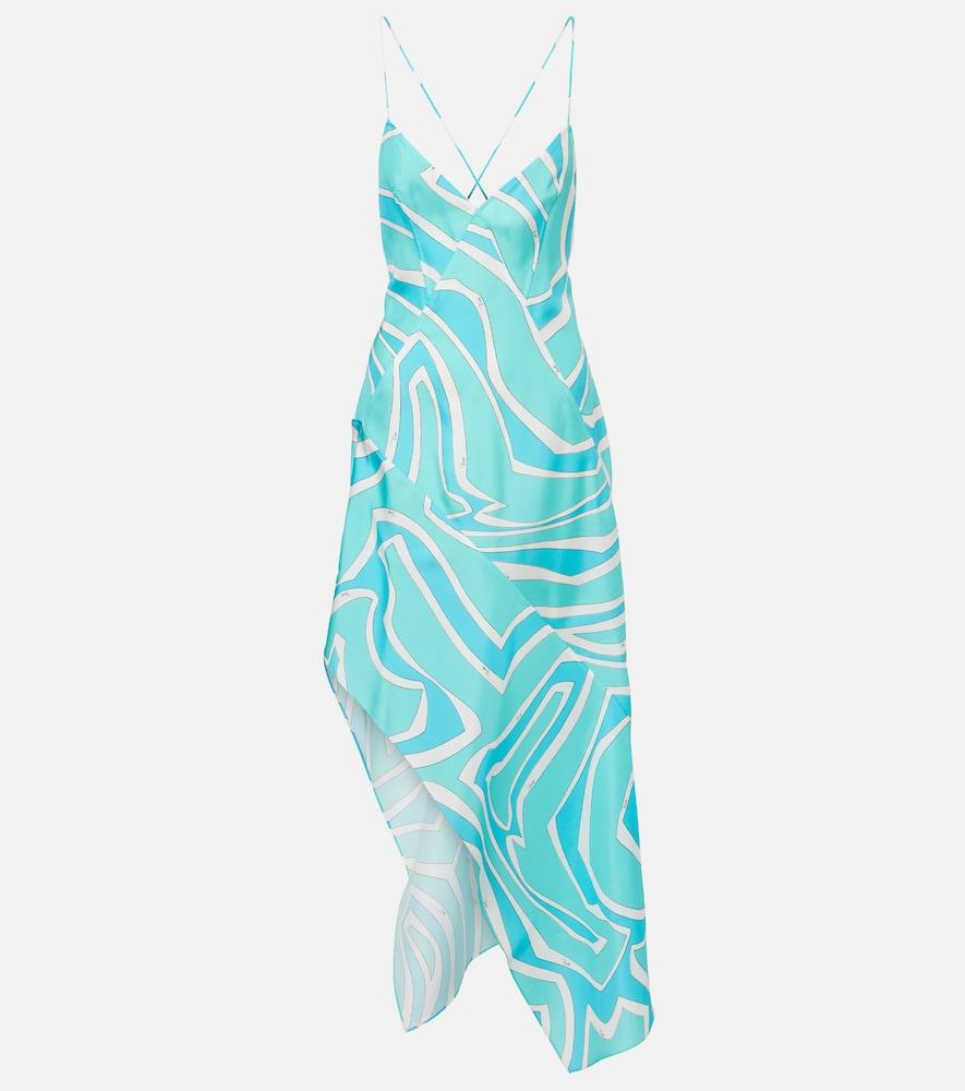 pucci labirinto silk twill midi dress