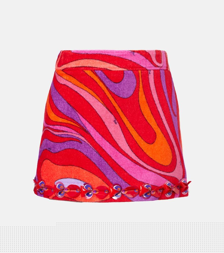 pucci marmo embellished cotton terry miniskirt