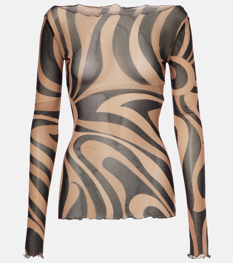 pucci marmo semi-sheer tulle top