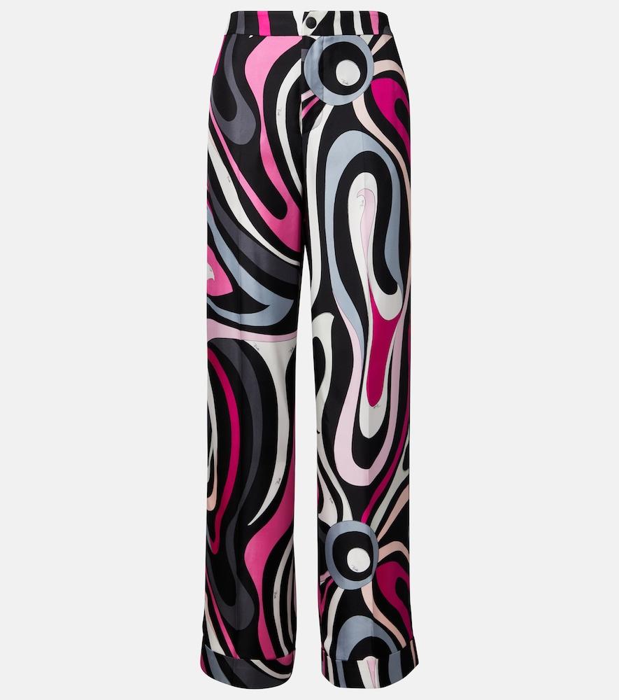 pucci marmo silk twill straight pants