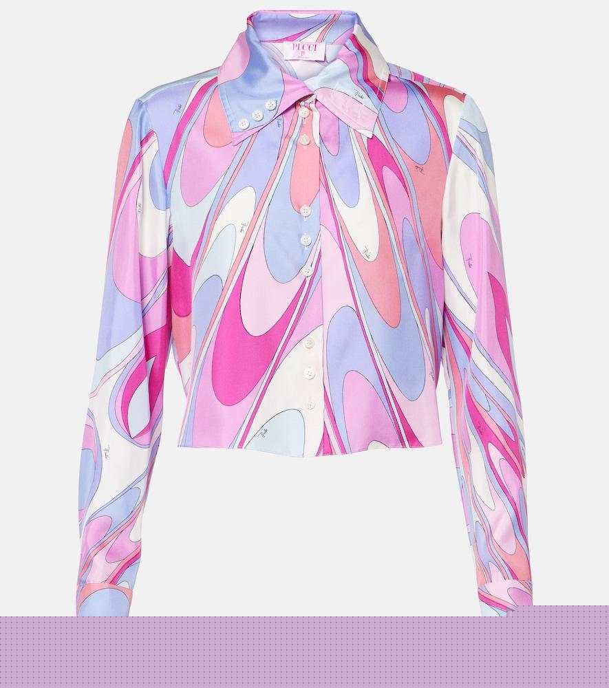 pucci printed cropped silk twill shirt