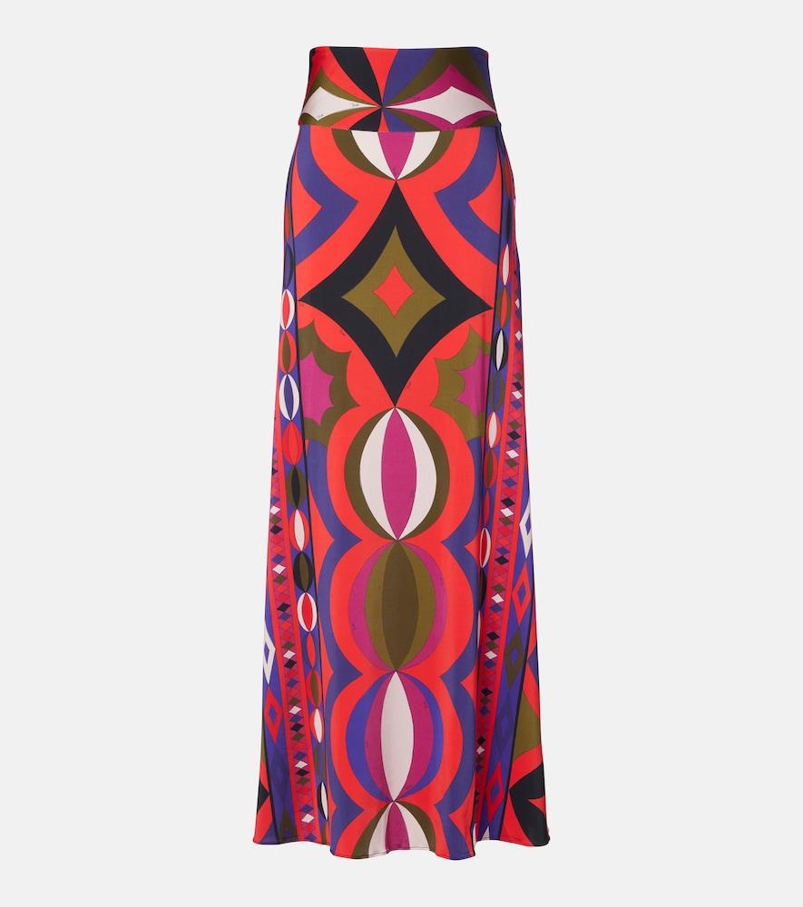 pucci printed jersey satin maxi skirt